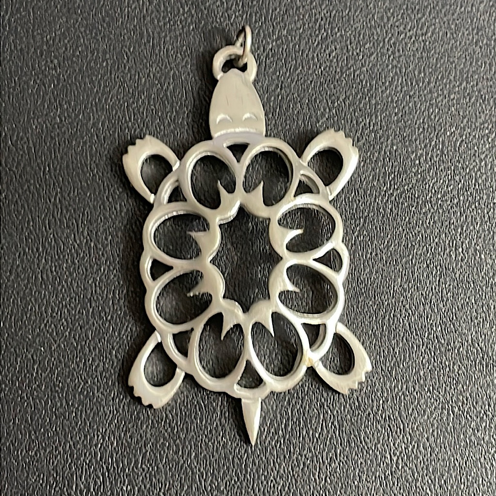 Large Pewter Turtle Pendant By Reed & Barton